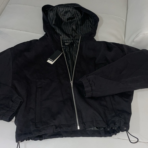 NWT Monrow black soft twill hooded bomber jacket Small - Picture 6 of 10